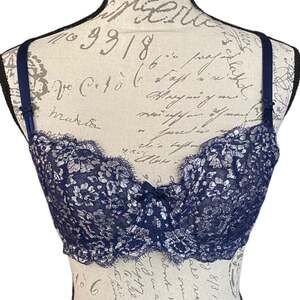 Victoria's Secret Bra Blue Lace Dream Angels Size 32DD
